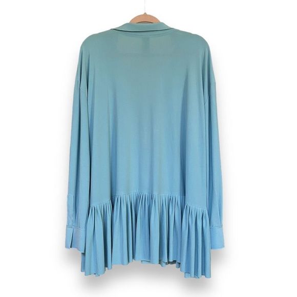 Norma Kamali Oversized Boyfriend Shirt Dress in Powder Blue - Picture 11 of 13